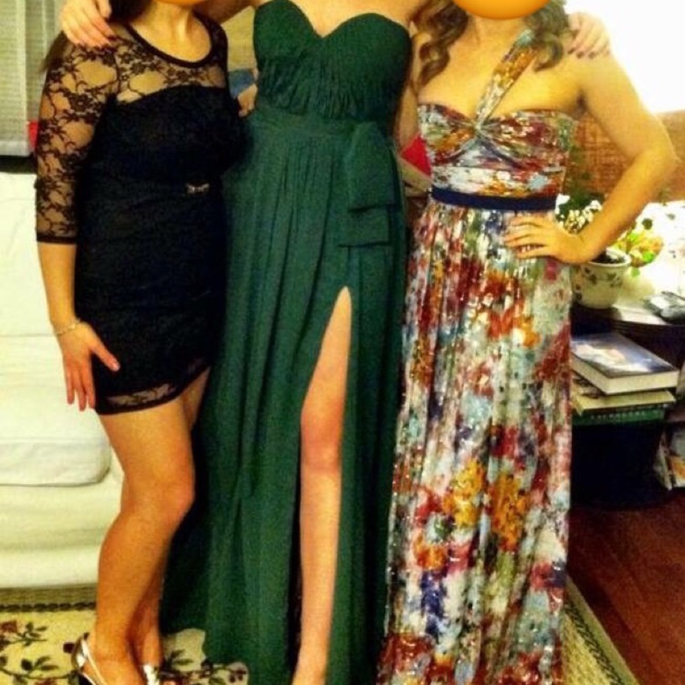 Strapless sweetheart formal gown with slit